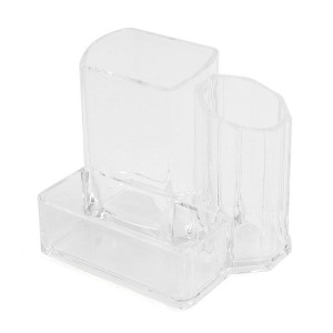 Unique Bargains Acrylic Makeup Desk Storage Box Cosmetic Brushes Pen Holder Case Organizer Clear 1 Pc - 1 of 3