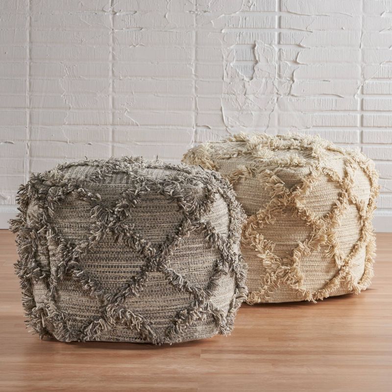 Jucar Handcrafted Boho Fabric Cube Pouf - Christopher Knight Home, 6 of 7