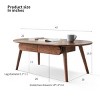 Walnut Solid Wood Oval Coffee Table with Drawers,39" & 47" Modern Capsule Center Table for Living Room-Baofuwish - 4 of 4