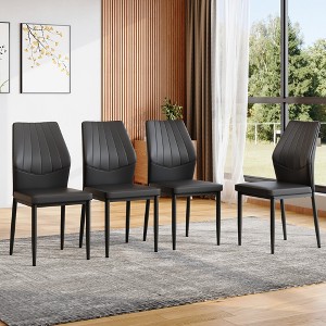 KWPZQEB Set of 4 Dining Kitchen Mid-Century Modern Chairs with Metal Legs and PU Leather Cushion for Living Room Bedroom Outdoor Lounge - 1 of 4