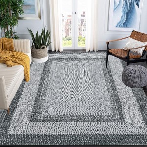 Washable Area Rug, Vintage Accent Rug, Braided Print Carpet, Low Pile Non-Shedding Kitchen Rugs with Non Slip Backing, Foldable Rug - 1 of 4