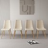 Set of 4 Dining Chairs Linen Seat Padded Home Kitchen Side Chair Set Metal Legs - Beige - 4 of 4