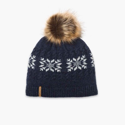 Turtle Fur Leira Beanie - Women's Lambswool Faux Fur Pom Winter Hat