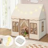 Costzon Kids Play Tent with Non-Slip Mat, Large Playhouse with Solid Frame, Mesh Curtains, 4 Windows & Star Lights for Indoor/Outdoor Use (Khaki) - 3 of 4