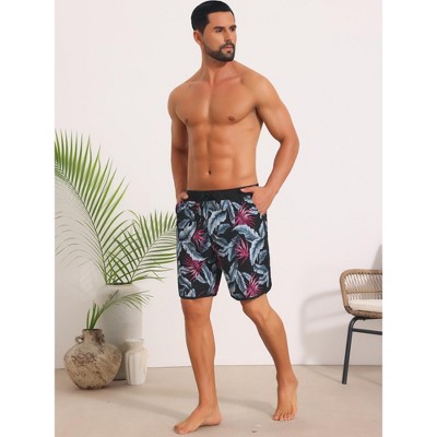 INSPIRE CHIC Men's Printed Elastic Liner Drawstring Swimming Shorts 2 Packs 1 Black Red 1 Blue White 30 — фото 4