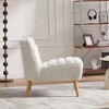 Kumasinova 24.4" Wide Modern Upholstered Armless Chair with Rubber Wood Legs, Chenille Accent Chair for Living Room, Dining Room, Easy Assembly, Ivory - 2 of 4