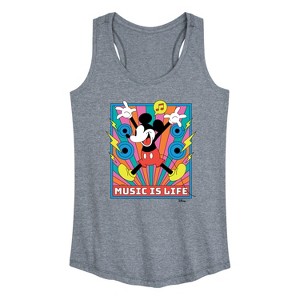 Women's - Disney - Mickey Music Is Life Graphic Racerback Tank - 1 of 4