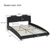CAVINAS Modern Queen Size Bed Frame, Faux Leather Upholstered Platform Bed Frame with LED Light and Adjustable Headboard - 3 of 4