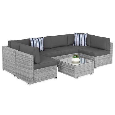 Best Choice Products 7-Piece Outdoor Modular Patio Conversation Furniture, Wicker Sectional Set