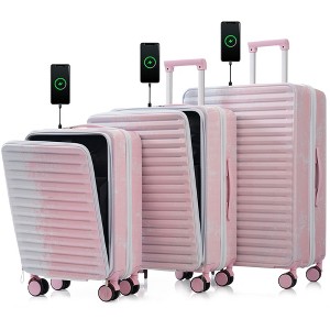 Hardshell Luggage Sets, 20/24/28 IN Suitcase with Front Pocket,  TSA Lock, USB Interface -ModernLuxe - 1 of 4