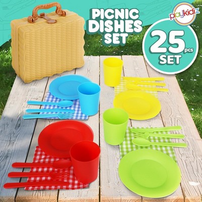 Colorful 25-Piece Plastic Tea Party Picnic Set for Kids