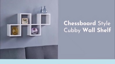 Minimalist White Wood Floating Cube Wall Shelf - Versatile Display