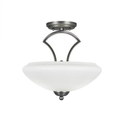 Toltec Lighting Zilo 2 - Light Flush Mount in  Graphite with 14" Zilo White Linen  Shade