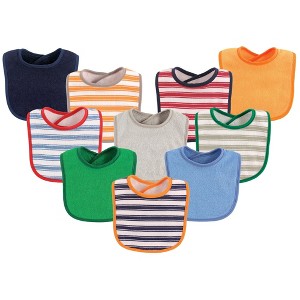 Luvable Friends Baby Boy Cotton Terry Bibs 10pk, Boy Stripe, One Size - 1 of 1