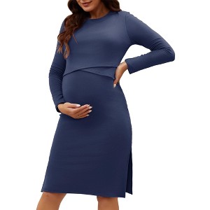 blue bodycon maternity dress Sleeveless Bodycon Maternity Dress Grey Blue / XX-Large