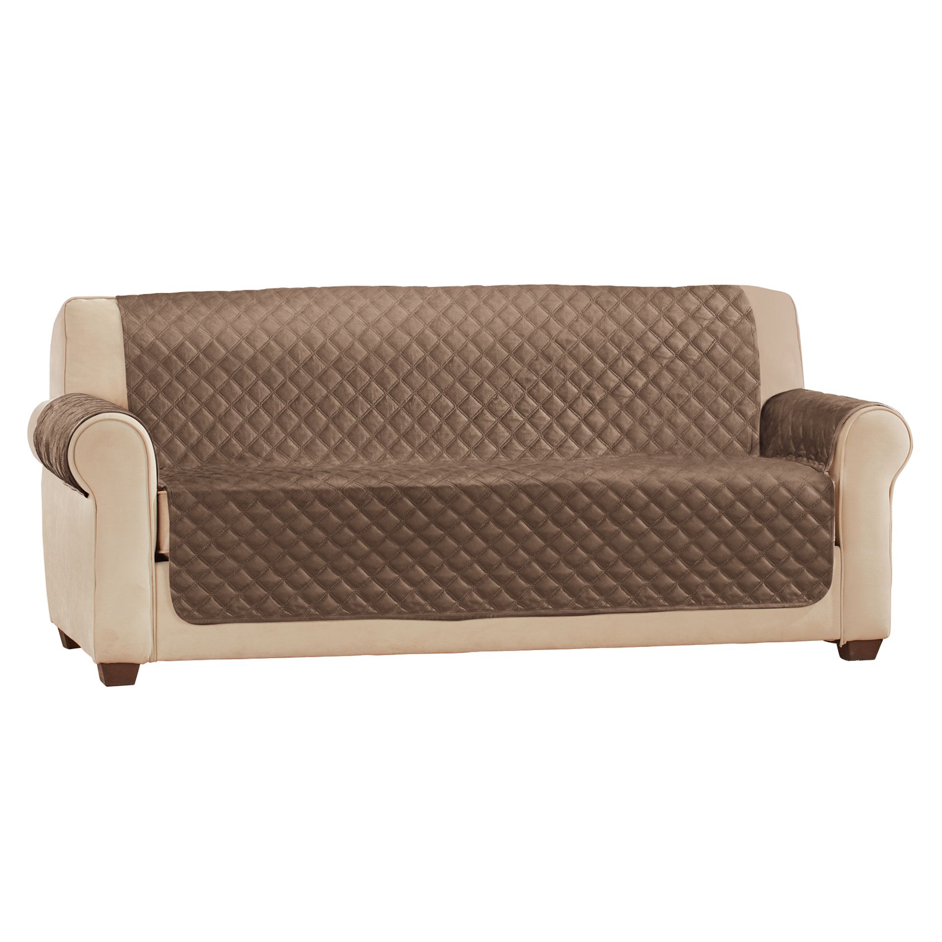 Collections Etc Soft Velvet Waterproof Quilted Furniture Cover Sofa Chocolate