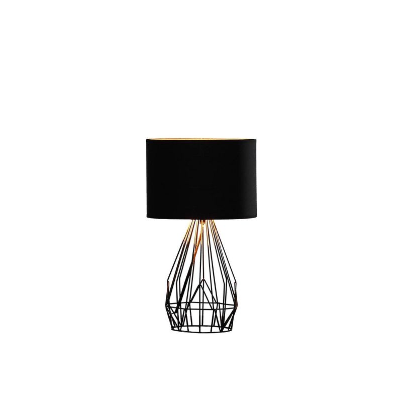 17.5&#34; Industrial Farm Metal Cage Table Lamp Black - Ore International, 3 of 5