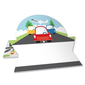 Big Dot of Happiness Cars, Trains, and Airplanes - Transportation Birthday Party Tent Buffet Card - Table Setting Name Place Cards - Set of 24 - 1 of 4