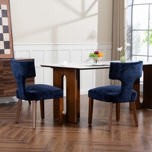 GDFStudio Arlow Mid-Century Modern Rubberwood Linen Upholstered Armless Dining Chairs (Set of 2) - 1 of 4