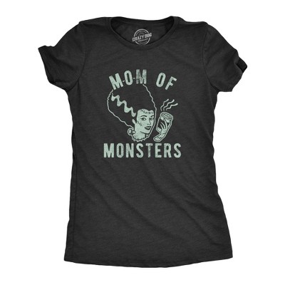 Womens Mom Of Monsters T Shirt Funny Halloween Coffee Parenting Novelty Graphic Tee - Crazy Dog Women's T Shirt