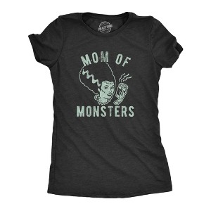 Womens Mom Of Monsters T Shirt Funny Halloween Coffee Parenting Novelty Graphic Tee - Crazy Dog Women's T Shirt - 1 of 4