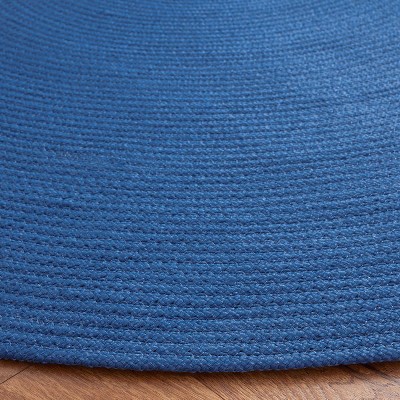 Blue Braided Round 3' Area Rug with Synthetic Fibers