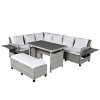 5-Piece Patio Furniture Set, L-Shaped Sofa with Dining Table, Extendable Side Tables, Removable Cushion Covers-Coolbibila - 3 of 4