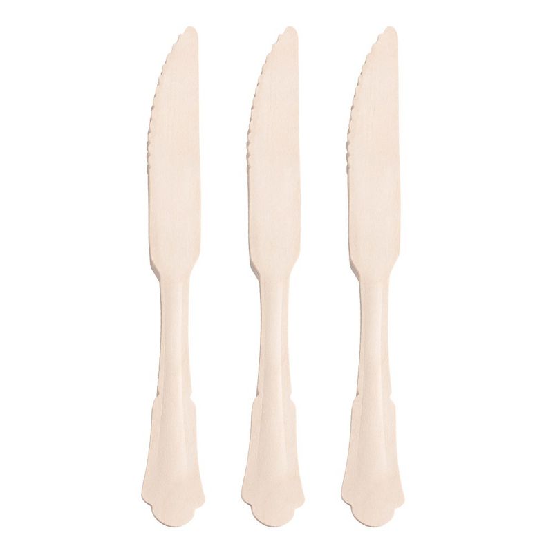 Smarty Had A Party Silhouette Birch Wood Eco Friendly Disposable Dinner Knives (600 Knives), 1 of 5