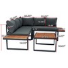4 Piece Patio Furniture Set, L-Shaped Outdoor Sectional Sofa Set with Coffee Table, Metal Conversation Set for Poolside Backyard Balcony - 3 of 4