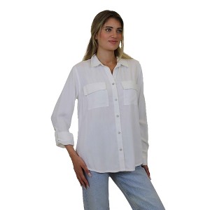 BeachLunchLounge Women's Raquel Long Sleeve Button Front Shirt - 1 of 4