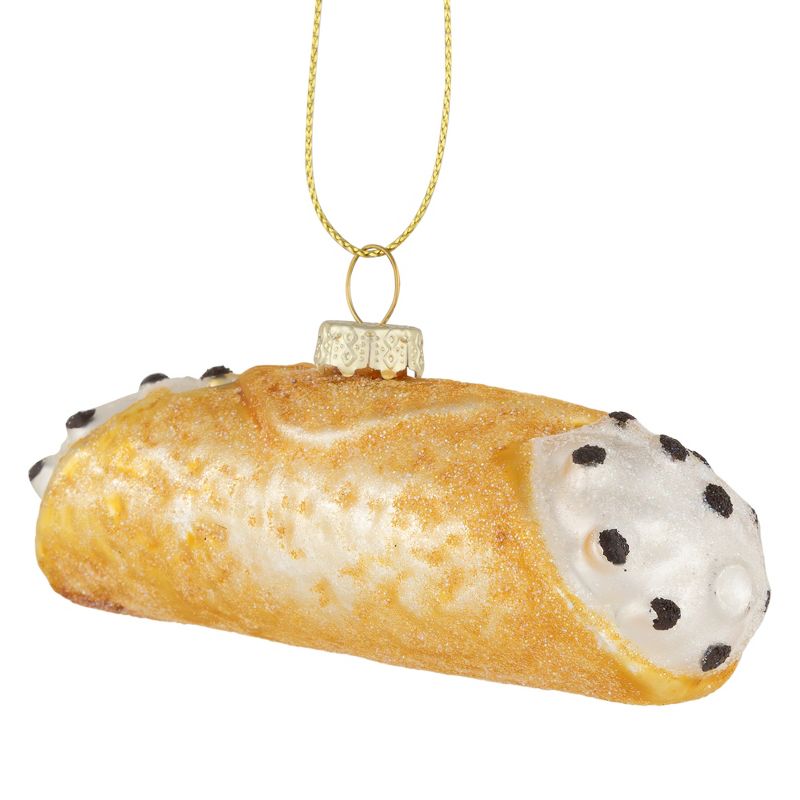 Northlight 4.5" Glittered Cannoli Glass Christmas Hanging Ornament, 1 of 6