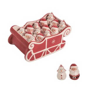 Transpac Dolomite 10.25 in. Multicolor Christmas Santa Snowman Salt and Pepper Shakers with Display Set of 17 - 1 of 2