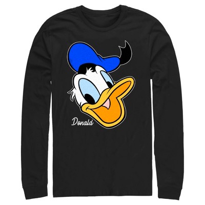 Men's Mickey & Friends Donald Duck Big Face Long Sleeve Shirt : Target