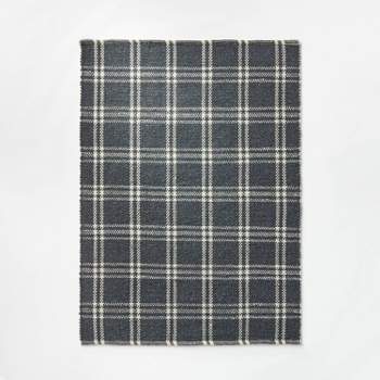 5'x7' Cottonwood Hand Woven Plaid Wool/Cotton Rug Dark Blue - Threshold™ designed with Studio McGee