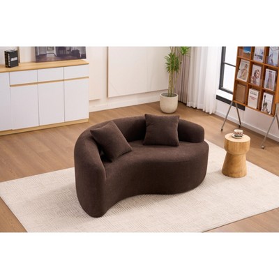 Dolonm S-Curved Chenille Sectional Sofa - Dual-Depth (21.3" & 26.8"), No Assembly, Compact for Small Spaces, Yin-Yang Design, Includes Pillows