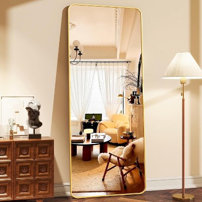 Beautyolove 64"L x 21"W Rounded Corner Aluminum Frame Full Body Floor Mirror