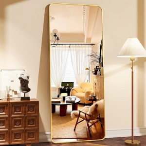 Beautyolove 64"L x 21"W Rounded Corner Aluminum Frame Full Body Floor Mirror - 1 of 4