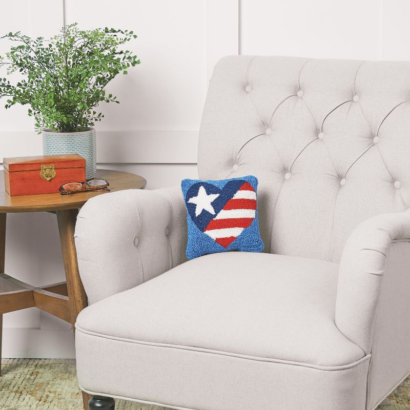 C&F Home 8" x 8" Patriotic American Flag July Fourth Hooked Petite Throw Pillow Red White and Blue, 2 of 6