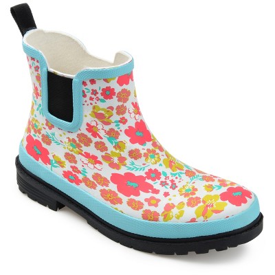 Journee Collection Womens Tekoa Block Heel Rain Boots Blue 10 : Target