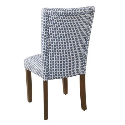 Blue Geometric Faux Leather Parsons Side Chair Set