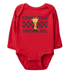 The Juniper Shop Mini Smiley Stand Tall Dream Big Long Sleeve Bodysuit - NB - Red - 1 of 4