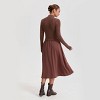 Women's Long Sleeve Twofer Midi A-Line Dress - A New Day™ Brown - 2 of 4