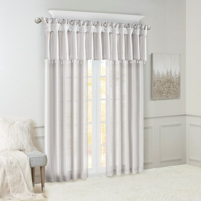 MAYEERTY 50x108" Twist Tab Lined Window Curtain Panel for Living Room Silver