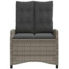Reclining Patio Bench with Cushions Gray Poly Rattan - 3 of 4