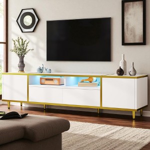 70.9" Modern TV Stand with LED Lights for TVs up to 80", Entertainment Center with 2 Cabinets, 2 Drawers & Shelves, Media Console with Metal Legs - 1 of 4
