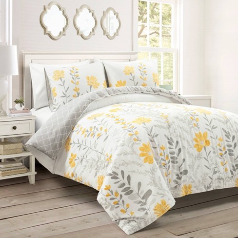 3pc Aprile Cotton Duvet Cover Set Yellow gray Lush D cor Target