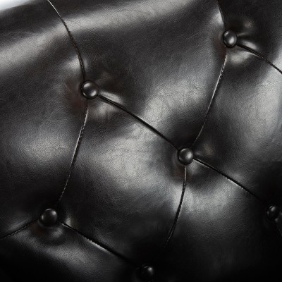 Colin Brown Leather Tufted Accent Chair with Birch Legs