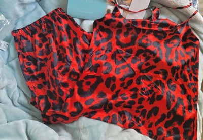 Womens Leopard Print, Satin Silk Cami Top & Pants Pajamas Lounge Set ...