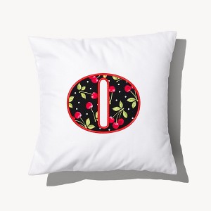 Personalization Mall Cherry Pop Initial Embroidered Applique Throw Pillow - 1 of 4