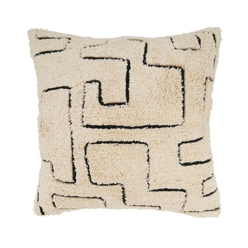Saro Lifestyle Down Filled Cotton Decorative Pillow With Macramé Design